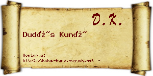 Dudás Kunó névjegykártya